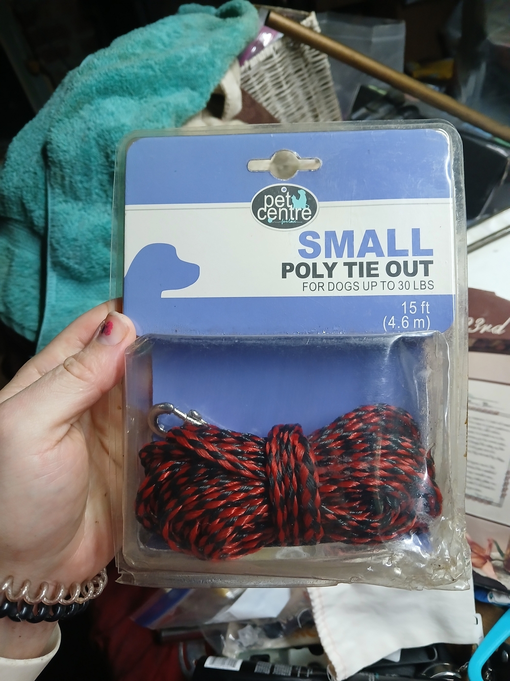 Small Poly Tie Out Rope — Red & Black